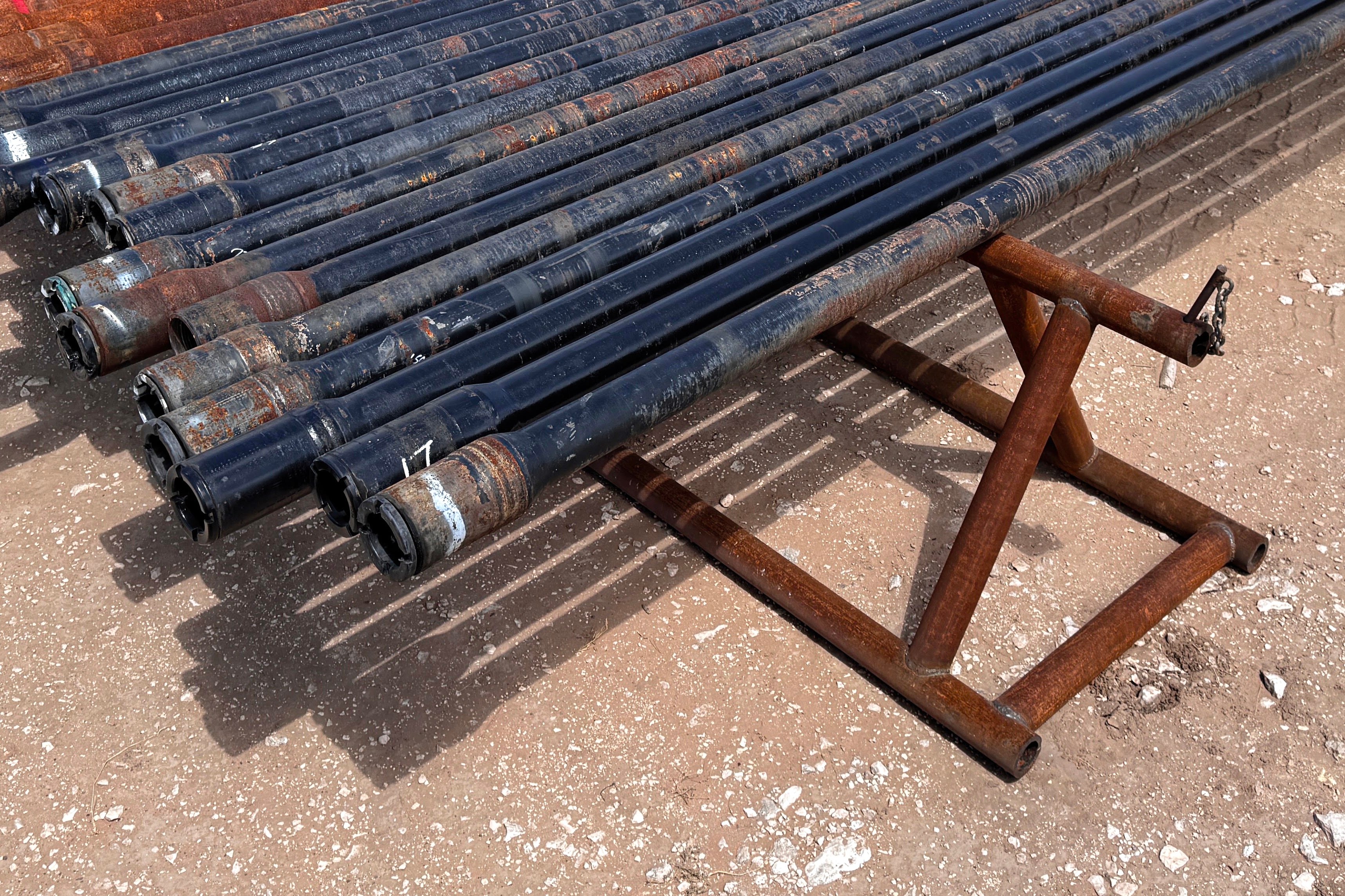 Oilfield pipe racks in the yard